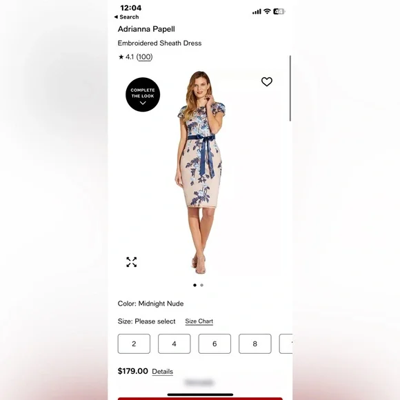 Adrianna Papell dress lace floral embroidered blue cream beige NWT - Picture 3 of 3